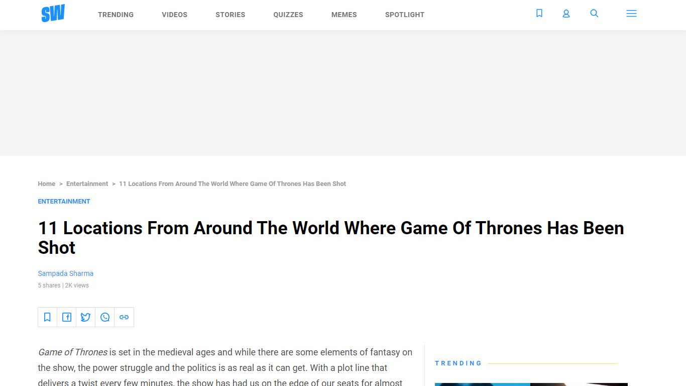 11 Locations In The World Where Game Of Thrones Has Been Shot - ScoopWhoop